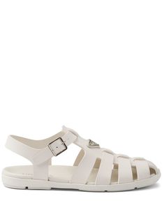 Shop Prada logo-appliqué fisherman sandals White Fisherman Sandals, Latest Sandal, Prada Logo, Fisherman Sandals, Balenciaga Track, Ankle Strap Flats, Balenciaga Triple S, Triangle Logo, Sport Sandals