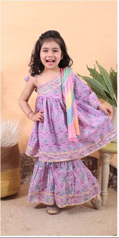 Kids Indian Ethnic Wear Sharara Kurti, Kids Dress Patterns, Ethnic Patterns, Indian Ethnic Wear, Ethnic Wear, Dress Patterns, Kids Dress, Outfit Sets, Gender Neutral