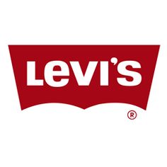 the levi's logo is shown in red and white, which reads levi's