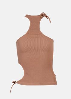 Polyamide blend tank top in brown with cut-out detailing to the side.  stretch-design  fine ribbed  halterneck  spaghetti straps    94% polyamide 6% spandex/elastane.  made in italy. Sea Ny, Dad Day, Summer Accessories, Gift Store, Corporate Gifts, Womens Tank, Spaghetti Strap, Spaghetti, Cut Out