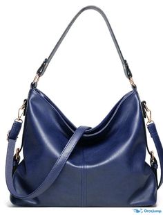 OrcaJump - Womens 2022 Top-Handle Hobo Bag in PU Leather and Polyester - Great for Daily Office and Career - Blue, Black, Gray Blue Faux Leather Bags For Daily Use, Blue Handheld Hobo Bag With Adjustable Strap, Blue Faux Leather Bag For Daily Use, Blue Faux Leather Shoulder Bag For Everyday Use, Blue Faux Leather Shoulder Bag, Trendy Blue Faux Leather Bag, Chic Blue Handheld Hobo Bag, Trendy Blue Hobo Bag With Detachable Handle, Blue Soft Leather Shoulder Bag For Errands