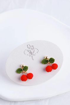 Micro Crochet Cherry Stud Earrings, Handmade Earrings/gift for Her/14 K GOLD Handmade Jewelry/summer Fruit Earrings, Gift for Mom - Etsy Summer Crochet Jewelry As Gift, Sweet Handmade Earrings As Gift, Sweet Handmade Earrings For Gift, Handmade Cute Cherry Earrings, Handmade Cherry Cute Earrings, Summer Gift Cherry Earrings, Handmade Sweet Summer Jewelry, Sweet Handmade Summer Jewelry, Sweet Handmade Dangle Earrings