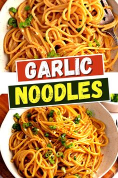 this is an image of garlic noodles in a bowl