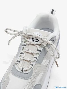 OrcaJump - Comfortable Color Block PU Leather Sneakers with Round Toe White Sneakers With Laces For Walking, White Walking Sneakers With Laces, Ankle-high Walking Sneakers With Laces, White Sneakers With Lacing And Round Toe, Ankle-high Walking Sneakers, White Sneakers With Round Toe And Lacing, White Round Toe Sneakers With Lacing, White Lace-up Sneakers For Walking, Winter Pattern