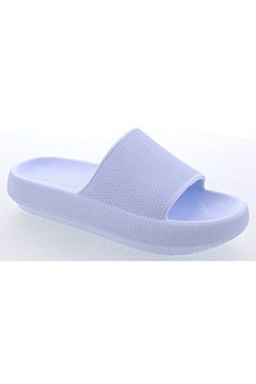 Walk on cloud nine all day when you're wearing these cushioned slides. The open-toe, slip-on design comes in 2 perfect colors--assuring you'll be able to throw them on no matter the outfit. On Cloud Nine, Walking On Clouds, Cloud Nine, The Outfit, Walk On, Blue Orange, Open Toe, Slides, Light Blue