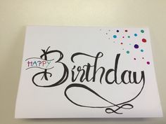 a happy birthday card with confetti and streamers