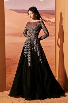 Long sleeves embroidered tulle dress – HerTrove Marchesa Couture, Tony Ward Couture, Black Tulle Dress, Embroidered Tulle Dress, Tulle Embroidery, Pakistani Fancy Dresses, Tony Ward, Fashion Gowns, Midi Dress Style