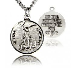 Round St. Michael Medal - Silver St Michael Necklace, St Michael Medal, Saint Michael The Archangel, Michael The Archangel, Necklace Length Guide, Saint Michael, Sterling Silver Mens, Small Pendant, St Michael