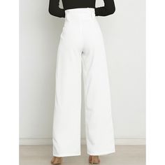 White Wide Leg High Waist Pocket Pants with Belt White Wide-leg Dress Pants With Pockets, White High-waisted Pants With Five Pockets, White High-waist Belted Pants, White High-waisted Wide Leg Pants With Pockets, White High-waist Jeans With Side Pockets, Pants With Belt, Pocket Pants, Bottoms Pants, High Waist