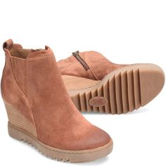 Womens Wedge Boots, Sofft Shoes, Stunning Shoes, Shoes And Boots, Kinds Of Shoes, Suede Wedges, Womens Wedges, Wedge Boots, Suede Booties