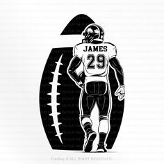 a black and white drawing of a football player with the number 29 on his jersey