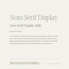 an image of a website page with the words noto serif display