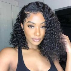 PRICES MAY VARY. Short Bob Wig Human Hair Material : 100% Unprocessed brazilian virgin human hair for black women ,180% density deep wave HD transparent lace frontal wigs, full and thick, natural look, health and comfort, soft and bouncy, no shedding & tangle free, breathable & durable lace material make it more comfortable. Deep Wave Bob Wig Human Hair Advantages : 180% Density lace front wigs human hair, 10A grade human hair natural color, Full & Thick, True to Length, can be straightened, cur Nadirah Ali, Bob Riccio, Bob Pendek, Kort Bob, Curly Bob Wigs, Short Human Hair Wigs, Bob Lace Front Wigs, Deep Wave Hairstyles, Short Bob Wigs