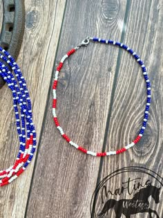 American Flag Seed Bead Choker Necklace Western Style | Etsy Red Beaded Patriotic Necklaces, Patriotic Red Beaded Necklaces, Seed Bead Necklace Ideas, 4th Of July Accessories, Seed Bead Necklaces, Clay Bead Necklace, Seed Bead Choker