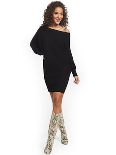 New York & Company Off-shoulder Fall Dress For Going Out, Off-shoulder Dress For Going Out In Fall, Casual Fall Midi Dress For Going Out, Knee-length Fall Dress For Going Out, Knee-length Dress For Going Out In Fall, Dressy Fall Going-out Dresses, Fall Dressy Dresses For Going Out, Dressy Fall Dresses For Going Out, Chic Winter Mini Dress For Day Out