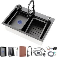 an image of a double sink with accessories