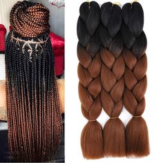 Category:Extension; Gender:Women's; Quantity:3 Pack; Occasion:Birthday,Vacation,Party / Evening,Daily Wear,Party Evening; Age Group:Adults; Hair Extension Type:Pre Looped; Hair Material:Synthetic Hair; Texture:Jumbo; Length:24 inch; Net Weight:0.3; Heat Resistant:Yes; Listing Date:11/17/2021; Can Be Permed:No; Unit Weight:100 Hair Attachments, Ombre Braids, Box Twists, Jumbo Braiding Hair, Synthetic Braiding Hair, Ombre Braid, Braiding Hair Extensions, Birthday Vacation, Hair Ombre