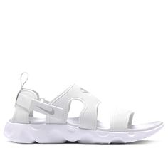 Womens Nike Owaysis Sandal 'White Platinum' White/Pure Platinum WMNS Sandals Comfortable Summer Sneakers With Arch Support, White Sport Sandals With Arch Support, Summer Sneakers With Arch Support In Synthetic Material, Casual White Sandals With Arch Support, Low-top Sport Sandals For Beach In Summer, Summer Low-top Sport Sandals For Beach, Low-top Sport Sandals For Beach, White Sporty Sandals With Arch Support, Sporty Low-top Sandals For Spring