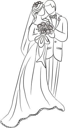 a bride and groom coloring page