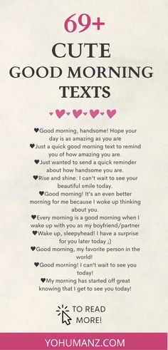 the back cover of a book with text that reads,'99 + cute good morning texts