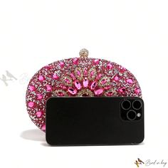 Bird in Bag - Exquisite 2022 Diamond Womens Luxury Clutch Evening Bag - Elegant Crystal Embellished Wedding Accessory with Cell Phone Pocket - Premium Ladies Wallet for Parties - High-Quality Gift Luxury Pink Evening Bag For Wedding, Elegant Pink Pouch For Wedding, Elegant Pink Wedding Pouch, Pink Rhinestone Clutch For Events, Pink Wedding Clutch With Rhinestones, Elegant Pink Pouch For Party, Pink Rhinestone Clutch Evening Bag, Elegant Pink Pouch Coin Purse, Elegant Pink Clutch Coin Purse