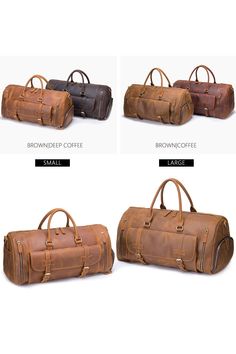 Introducing the Genmarks Delux Duffel Bag - the perfect combination of style and functionality. Made with full grain real leather, this duffel bag is built to last and sure to turn heads. Available in two rich colors, brown and coffee, it is the perfect accessory for the modern, fashion-conscious individual. Whether you're traveling for business or pleasure, this bag has got you covered with its spacious interior and multiple pockets to keep all your essentials organized. The bag comes in two si Brown Leather Travel Bag For Business Trips, Brown Leather-lined Weekender Bag For Business Trips, Brown Satchel Duffle Bag For Business Trips, Brown Large Capacity Duffle Bag For On-the-go, Brown Business Travel Bag With Smooth Grain, Elegant Brown Duffle Bag With Large Capacity, Brown Smooth Grain Travel Bag For Business, Brown Weekender Bag For Business Trips, Brown Leather Duffle Bag For On-the-go