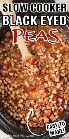 slow cooker black eyed peas recipe in the crock pot with text overlay