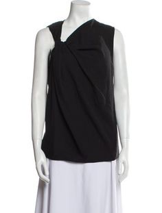 Helmut Lang BlouseBlackPleated AccentsSleeveless with One-ShoulderExposed Zip Closure at BackDesigner Fit: Tops by Helmut Lang typically fit true to size. Black Blouse With Asymmetrical Neckline For Summer, Sleeveless Black Office Blouse, Black Formal Top With Asymmetrical Neckline, Black Sleeveless Office Top, Black Sleeveless Blouse For Formal Occasions, Sleeveless Stretch Blouse For Formal Occasions, Formal Stretch Sleeveless Blouse, Formal Sleeveless Stretch Blouse, Accessories Jacket