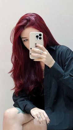 Adventure Music, Wine Hair Color, Cherry Red Hair, Wine Red Hair, Red Hair Inspo, Wine Hair, Music Instagram, Cherry Hair, Dark Red Hair