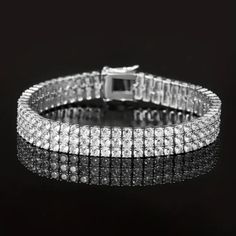 Brand New Women's White Gold Triple Row Diamond Tennis Bracelet Available Sizes: 6" 6.5" 7" (The Most Common Women's Size) 7.5" 8" Width 9mm 14k White Gold Plated Sterling Silver Genuine 2ct Lab Created Radiant Cut Diamonds Retail Price $550 Buy With Confidence From A Top Rated Seller With A 99%+ Feedback Rating! A1300 (Id-1515) Bvlgari Bracelet, Radiant Cut Diamond, Tennis Bracelet Diamond, Tennis Bracelet, Gold Plated Sterling Silver, Womens Jewelry Bracelets, The Row, Silver Gold, Silver Jewelry