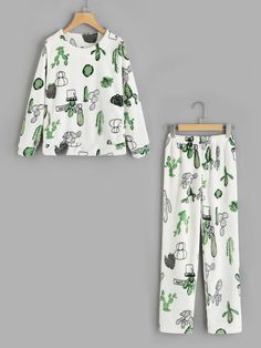 Cactus Print, Womens Pyjama Sets