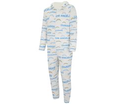 If you eat, sleep, and breathe football, you can do it all in this cozy NFL hooded jumpsuit -- the perfect game-day uniform for showing off your pride (and your playful personality). White Sporty Onesie For Sports, Sporty Jumpsuits And Rompers For Winter Loungewear, Casual White Onesie For Sports, White Casual Onesie For Sports, White Sporty Jumpsuits And Rompers For Sports, Sporty White Jumpsuits And Rompers, Hooded Jumpsuit, Cinch Bag, Lined Hoodie