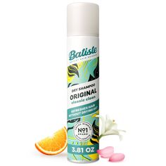 Take your hair from flat to fab with Batiste Original Dry Shampoo. This waterless shampoo targets excess oil and grease at the roots to breathe new life into your hair, leaving you feeling clean between washes. Batiste Original Dry Shampoo is a clean and easy-to-love scent that matches any mood. The Batiste Original has a citrusy and refreshing burst of orange and bergamot, balanced by hints of rose, lily, lavender and powdery musk. Batiste Dry Shampoo instantly makes your hair feel clean and fr Dry Shampoo Batiste, Best Dry Shampoo, Batiste Dry Shampoo, Bday List, Christmas Board, Rose Lily, Fuller Hair, Scalp Care, Washing Hair