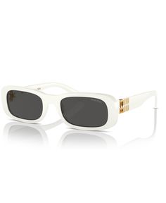 in stock Formal White Sunglasses With Mirrored Lenses, Elegant White Sunglasses For Formal Occasions, Formal White Sunglasses With Gradient Lenses, Formal White Polarized Sunglasses, Chic White Sunglasses For Formal Occasions, Designer White Sunglasses For Formal Occasions, Women's Sunglasses, Miu Miu, Sunglasses Women