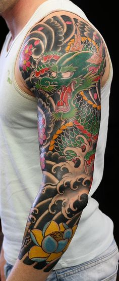 a man with a dragon tattoo on his arm