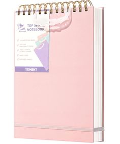 a pink binder with a note book attached to it's front cover and bottom ring