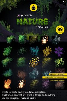 an image of some plants and trees with the text create nature master on top of it