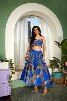 This electric blue colored panelled half lehenga is a work of art, embellished with glass stones, metal pieces, and glass cut beads. The intricate embroidery creates a beautiful shimmering effect that catches the light and sparkles all night long. Night Bling is paired with an original Papa Don't Preach blue blouse, embellished with 3D embroidery.From Papa Don’t Preach’s Capsule collection. DELIVERY TIMEPlease allow 8-12 weeks for your outfit to arrive. FABRIC DETAILSRawsilk Professional cleanin Half Lehenga, Papa Don't Preach, Long Night, 3d Embroidery, Change Image, Intricate Embroidery, 12 Weeks, Capsule Collection, Custom Tailoring