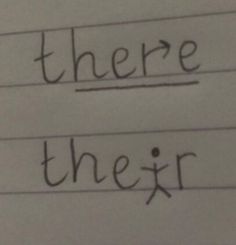 there are two lines written on paper with the word'there'in cursive writing