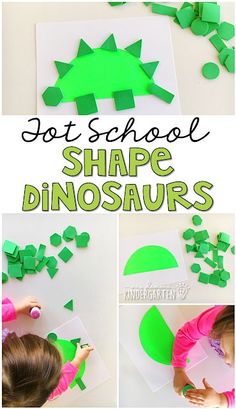 a collage of photos showing different shapes and sizes of the shape of a dinosaur