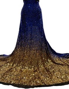 Royal Blue-Gold Stretch Sequin/ Custom Design Sequin Black Stretch Mesh Gold- Royal Blue ombre Sequin Fabric/ Sequin Fabric-Per Yard. it is idea for Prom Dresses, Costumes Dresses, Evening Grown, Bridal Dresses or may use for any special project.   Sequins: 100% polyester sequins Mesh: 92% Polyester & 8% spandex; 4 Way Stretch Mesh Color:  Stretch Black Mesh- Gold and Royal Blue 5mm Sequins.  Width: 54" Sold By: By Yard Care Instruction: Hand wash in cold water, mild detergent and line dry. No b Costumes Dresses, Yard Care, Royal Blue And Gold, Sequin Fabric, Dresses Evening, Blue Ombre, Costume Dress, Black Stretch, Black Mesh