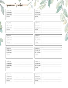 the printable grocery list is shown with leaves and branches in white, on a white background