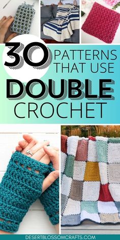 double crochet patterns collage Double Crochet Projects, Easy Double Crochet Blanket, Double Crochet Patterns, Crochet Projects Simple, Crochet Patterns Stitches, Crochet Stitch Patterns, Easy Crochet Projects, Crochet Stitches Video, Beginner Crochet Projects