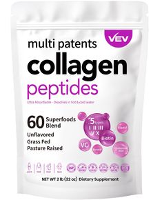 PRICES MAY VARY. Advanced Collagen Formula: VEV Premium Collagen Peptides Powder. This advanced formula delivers over 10g of high-quality collagen peptides per serving. It's fortified with biotin for enhanced purity and effectiveness, ensuring optimal absorption. This comprehensive formula is designed to support the health of your skin, hair, nails, and joints Efficient Absorption: Utilizing fully hydrolyzed, low molecular weight collagen peptides for rapid and effective uptake. This product ble Collagen Types, Soy Free Dairy Free, Women Supplements, Collagen Supplements, Collagen Protein, Collagen Powder, Vitamins For Skin, Protein Supplements, Skin Hair