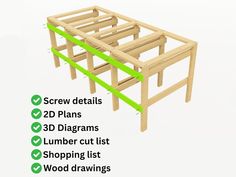 the instructions for how to build a wooden bed frame with pictures and text below it