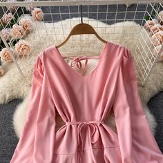 Fabric: blended Color: red, apricot, pink, black Size(cm): free size(1inch=2.54cm) length 81cm bust 96cm waist 96cm sleeve length 61cm Please check the size carefully when you choose items. For more pictures of the dress, please contact us, thank you. Trendy Pink Long Sleeve Mini Dress, Trendy Pink Long Sleeve Dresses, Chic Long Sleeve Pink Dress For Fall, Chic Pink Long Sleeve Dress For Fall, Pink Long Sleeve Mini Dress For Brunch, Pink Solid Color Dress For Fall, Elegant Pink Long Sleeve Dress For Winter, Elegant Long Sleeve Pink Dress For Winter, Feminine Red Long Sleeve Mini Dress