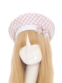 Pink Plaid Bowknot Beret Cream Fascinator, Gyaru Hair, Cute Beret, Pink Beret, Kawaii Hat, Steampunk Fashion Male, Color Combos Outfit, Kei Fashion, Outfits With Hats