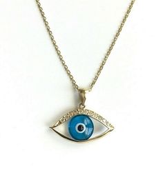 "14K SOLID REAL GOLD EVIL EYE NECKLACE . REAL 14K GOLD (NOT PLATED OR FILLED).--2.7 GR-- 18\" YELLOW 14K GOLD CHAIN . FOR GOOD LUCK AND PROTECTION  PENDANT SIZE : 15 mm X 20 mm ----BEST QUALITY--- FREE GIFT BOX" Gold Evil Eye Necklace, Protection Pendant, Evil Eye Necklace Gold, For Good Luck, Eye Pendant, Evil Eye Pendant, Evil Eye Charm, Evil Eye Necklace, Eye Necklace