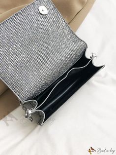 Bird in Bag - Silver Glitter Evening Clutch Bag Silver Crossbody Bag For Night Out, Sparkling Clutch For Night Out, Glamorous Sparkling Bags For Night Out, Chic Rectangular Bag With Glitter, Trendy Evening Bag With Glitter, Silver Bling Bags For Night Out, Trendy Glitter Bags As Gifts, Trendy Glitter Bags For Gifts, Chic Rectangular Glitter Bag