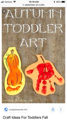 an image of two handprints that say autumn toddler art